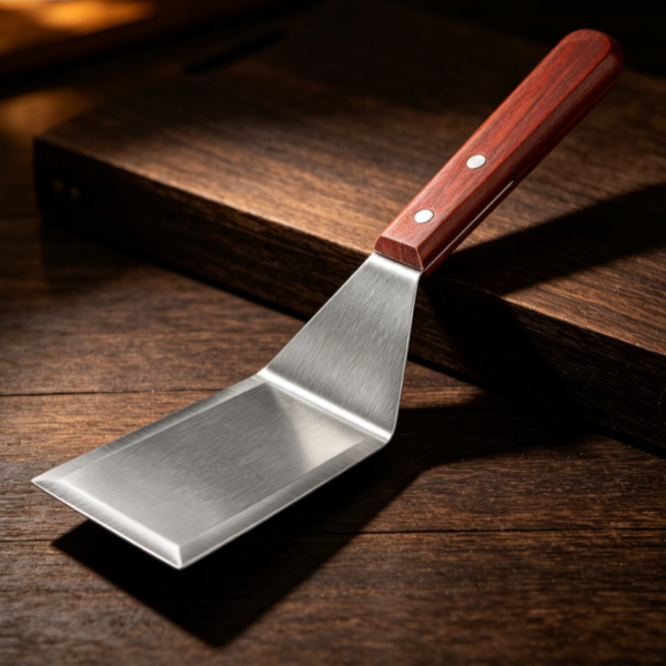 Rosewood Handle Stainless Steel Spatula, Household Teppanyaki/Pancake Spatula