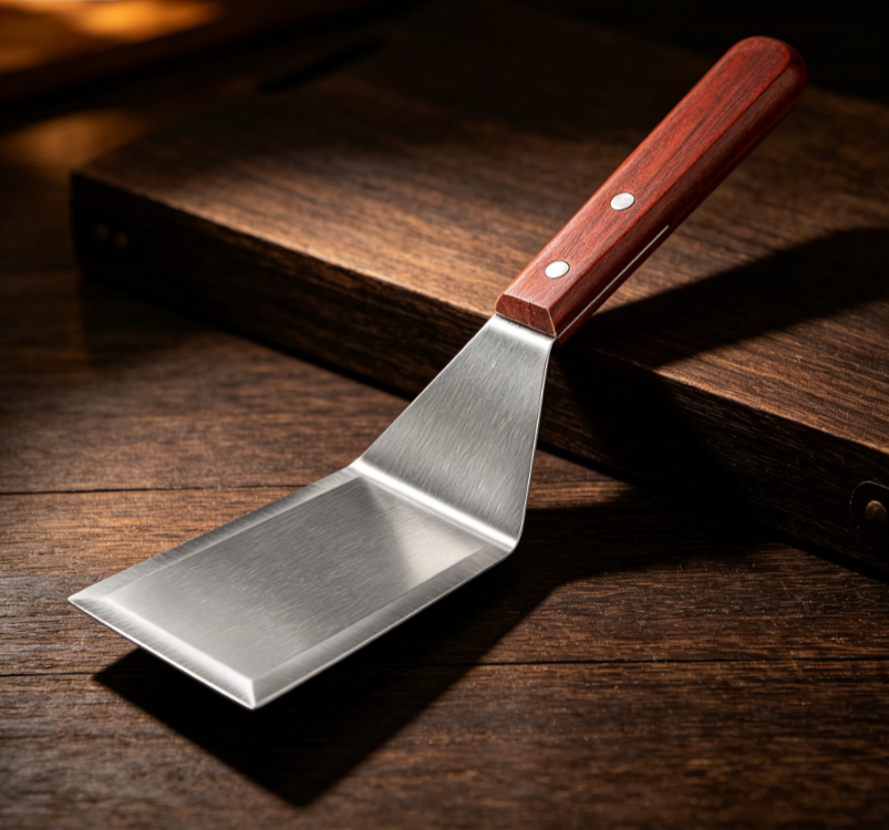 Rosewood Handle Stainless Steel Spatula, Household Teppanyaki/Pancake Spatula