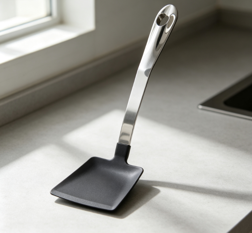 Stainless Steel Handle Silicone Spatula, Non-stick Pan Protector, High-Temperature Resistant Spatula for Household Use