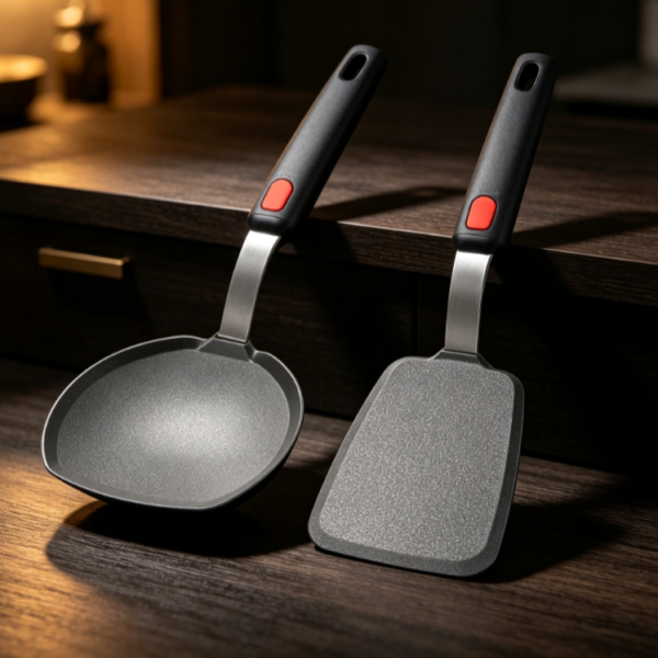 High-Temperature Resistant Silicone Spatula Set (Two Pieces) - Household Kitchen Utensils for Stir-frying and Frying, Non-stick Pans