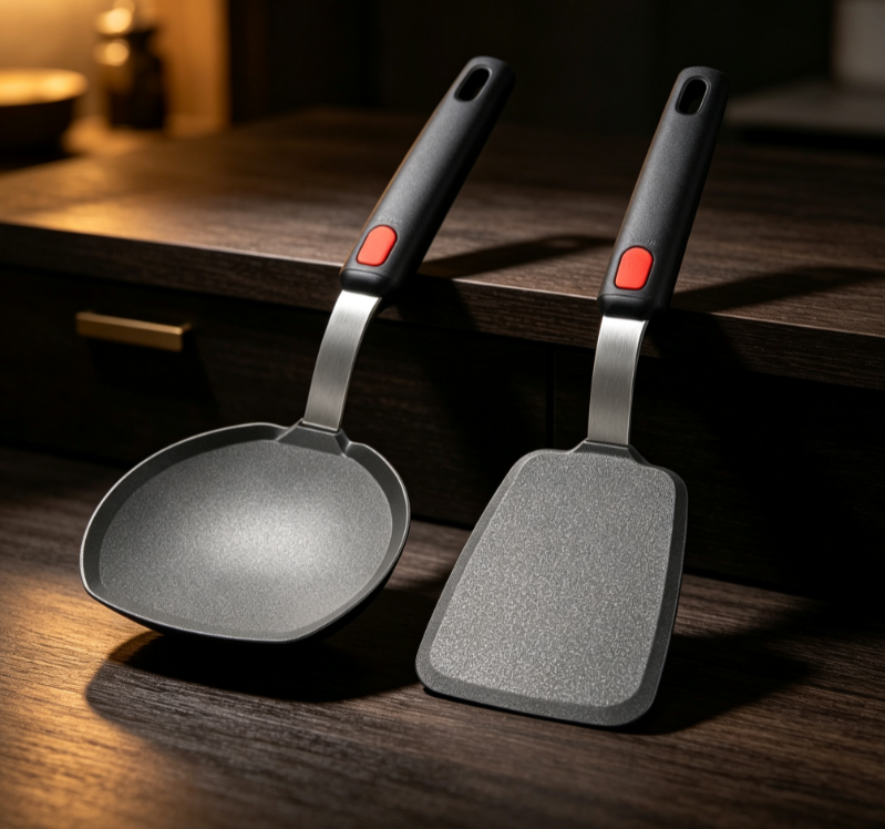High-Temperature Resistant Silicone Spatula Set (Two Pieces) - Household Kitchen Utensils for Stir-frying and Frying, Non-stick Pans