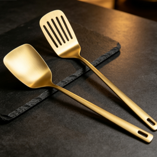 Gold Stainless Steel Spatula Two-Piece Set