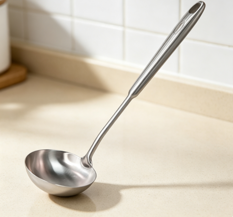 One-Piece Molded Matte Stainless Steel Ladle - Image 2
