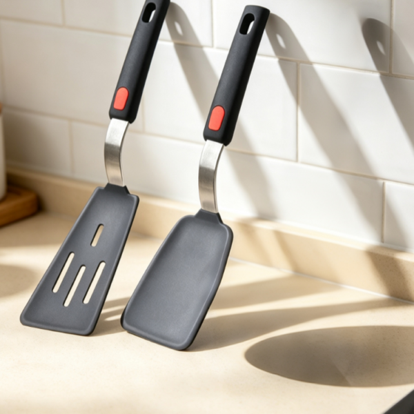 Silicone Spatula Two-Piece Set, Household Frying Spatula and Slotted Spatula Set, High Temperature Resistant Kitchen Cooking Tools