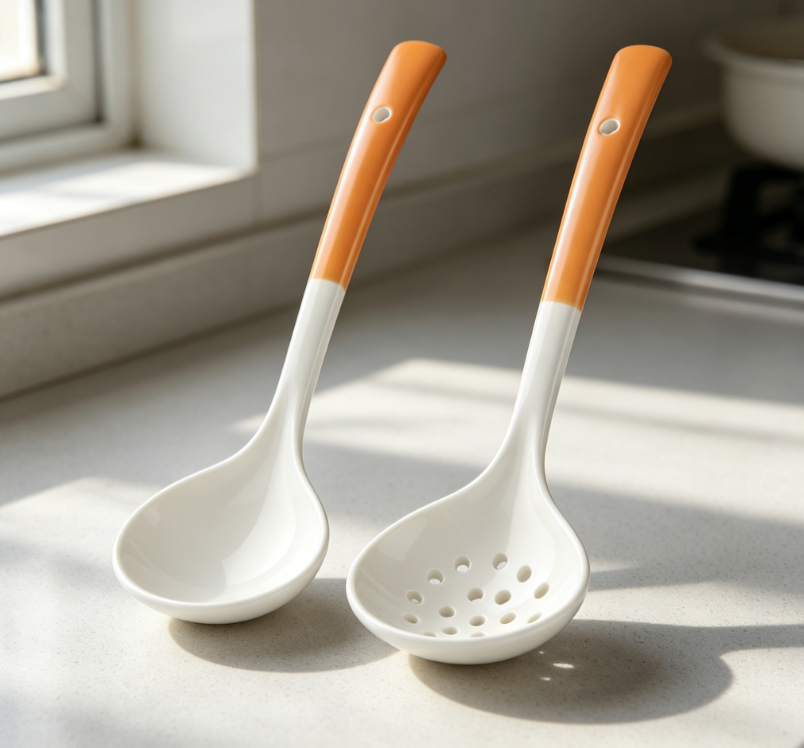 Ceramic Soup Ladle and Strainer Two-Piece Set - Image 2