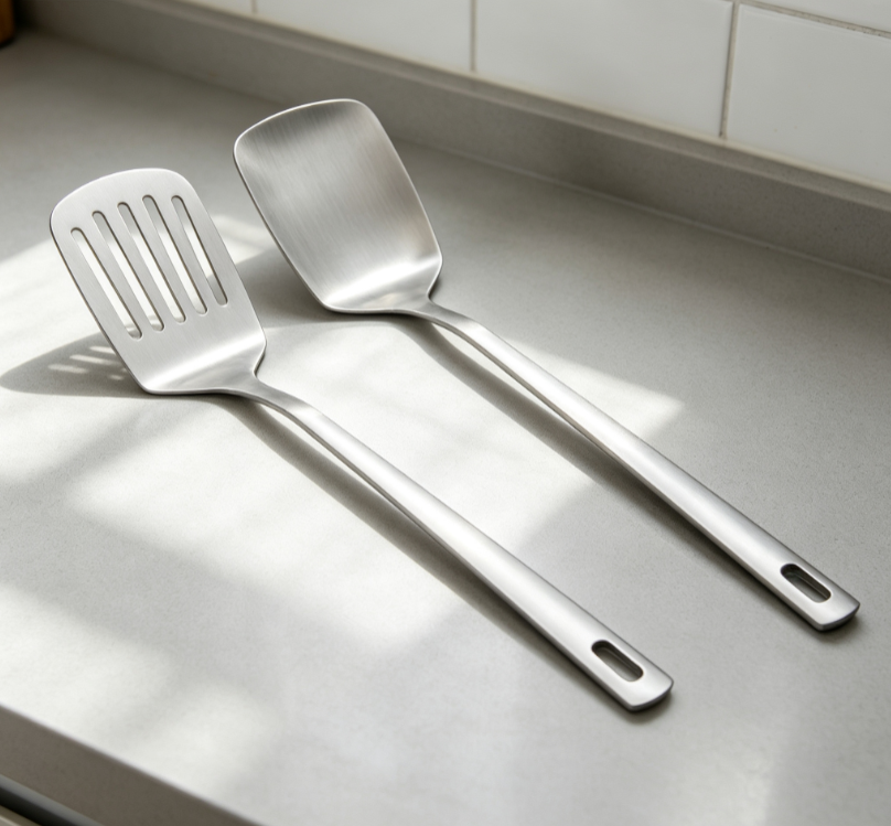 Original Color Stainless Steel Spatula Two-Piece Set
