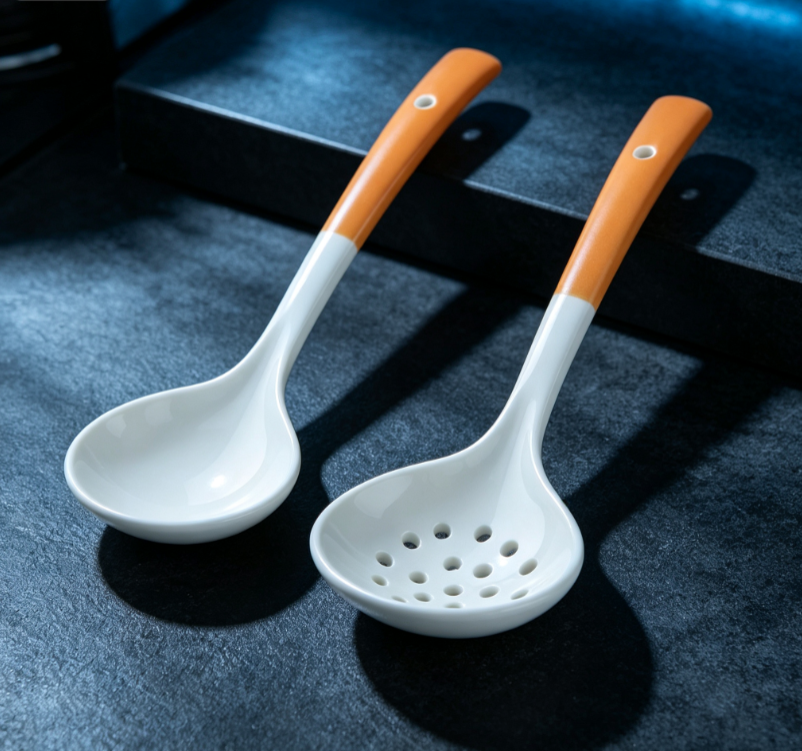 Ceramic Soup Ladle and Strainer Two-Piece Set