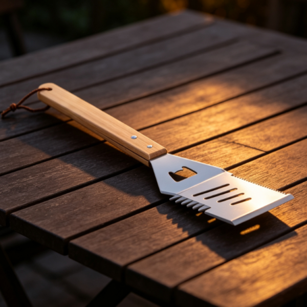 Outdoor BBQ Wooden Handle Steel Spatula