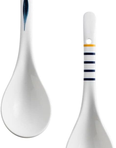 2-Piece Ceramic Soup Ladle Set, Suitable for Home and Restaurant Use