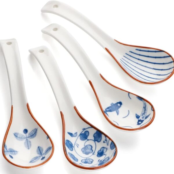 4-Piece Ceramic Soup Ladle Set, Multi-functional Table Spoons