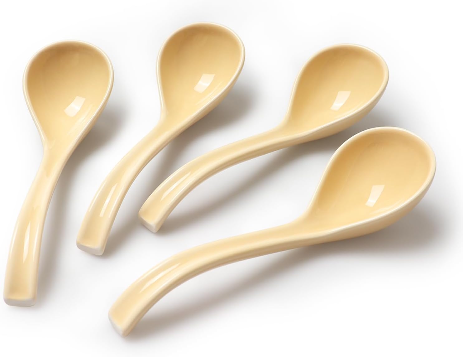 Ceramic Soup Ladles, Easy-Grip Long Handle Design, Suitable for Various Soups, Noodles, and Breakfasts