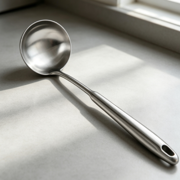 Frosted Stainless Steel Long-Handled Soup Ladle